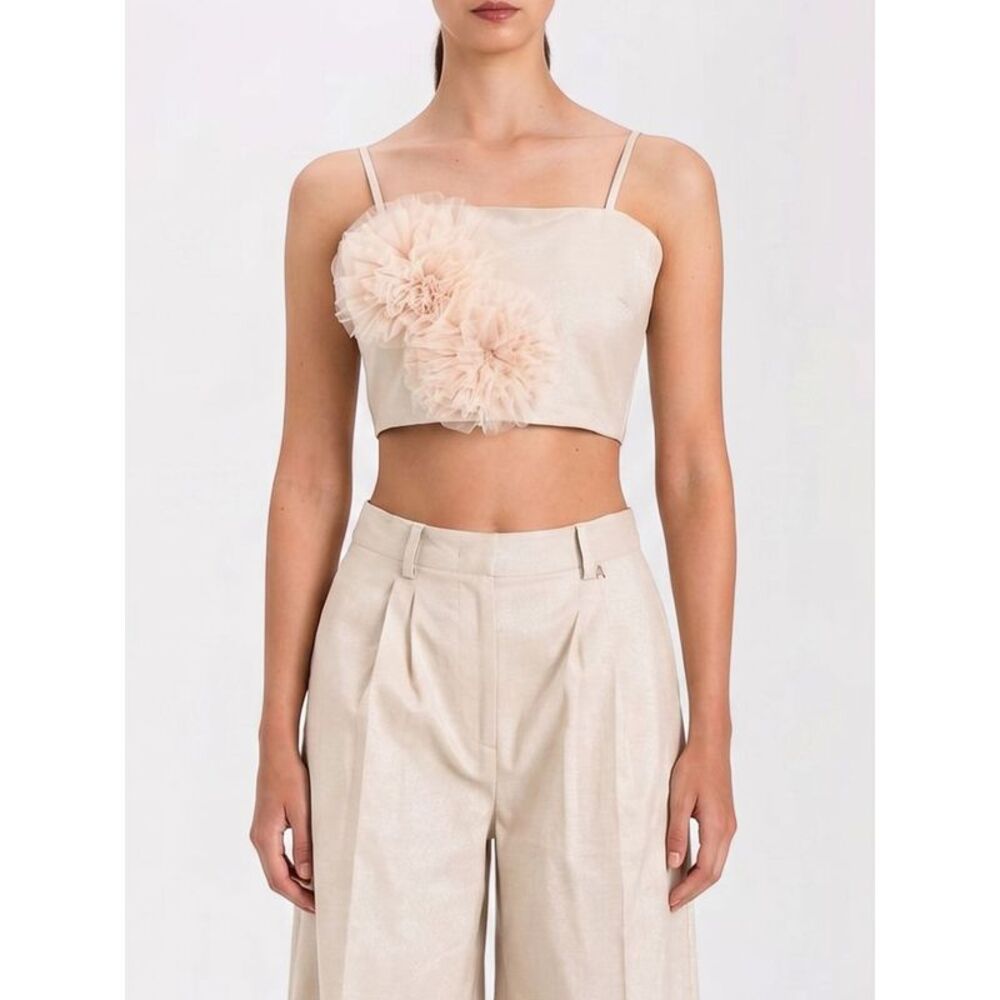 Twinset Women Twinset Crop Top With Tulle Flower